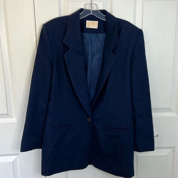 Pendleton Navy Blue Wool Single Button Blazer - Picture 2 of 5